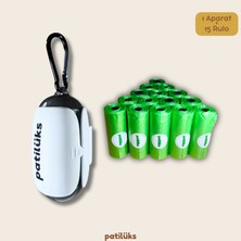 Patilüks Metal Klipsli Köpek Kaka Poşeti Aparatı + 15 Rulo (225 Adet) Lavanta Kokulu Sızdırmaz Poşet