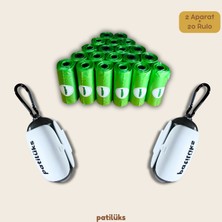 Patilüks 2 Adet Metal Klipsli Aparat ve 20 Rulo (300 Adet) Lavanta Kokulu Köpek Kaka Poşeti Seti