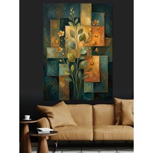 Karizma Tablo Modern Geometrik Altın Çiçek Tasarımı Dekoratif Kanvas - Mdf Ahşap Tablo