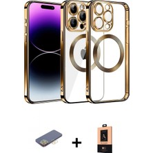 Marsilyan™- iPhone 13 Pro Max Kılıf Pusula Form - Şeffaf Maxco Cam Ekran Koruyucu + Sarı Renkli Kamera Lens Koruma Cam