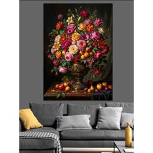 Karizma Tablo Vazoda Ihtişamlı Karışık Renkli Çiçekler Dekoratif Kanvas - Mdf Ahşap Tablo