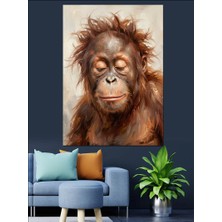 Karizma Tablo Gülümseyen Sempatik Orangutan Yüzü Dekoratif Kanvas - Mdf Ahşap Tablo