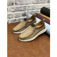 Deri Tarz Birkan Hakiki Nubuk Deri Ortopedik Hafif Rahat Yumuşak Lastikli Erkek Ayakkabı