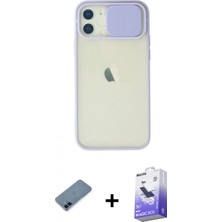 Marsilyan™- iPhone 12 Kılıf Vadi Çizgi - Siyah Bilvis 5in1 5d Magic Hayalet Cam Ekran Koruyucu + Mavi Metal Kamera Lens Koruma Cam