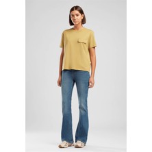 Lee Cooper Luna Kadın High Rise Flare Jean Pantolon Yeşi̇l-Mavi̇