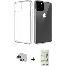 Marsilyan™- iPhone 11 Pro Max Kılıf Zirve Doku - Siyah 20D Premium Cam Ekran Koruyucu + Siyah Pers Alüminyum Kamera Lens