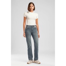 Lee Cooper New Kadın High Rise Straight Fit Jean Pantolon Mavi̇-Yeşi̇l