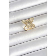 Callerrons Accessories Pirinç Gold Renk Füsun Kelebek Model Kadın Yüzük - EBJ260418W41959