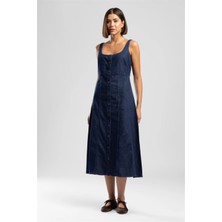 Lee Cooper Astınos Kadın %100 Pamuk Jean Elbise Mavi