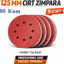 Venoa 125 mm Cırt Zımpara Kağıdı 5 Adet – 8 Delikli Disk, Ahşap & Metal Uyumlu - 80 Kum