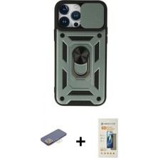 Marsilyan™- iPhone 13 Pro Max Kılıf Ahenk Klasik - Siyah 6d Mat Seramik Hayalet Nano Ekran Koruyucu + Sarı Renkli Kamera Lens Koruma Cam