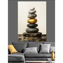 Karizma Tablo Üst Üste Dizilmiş Meditasyon Taşları Dekoratif Kanvas - Mdf Ahşap Tablo