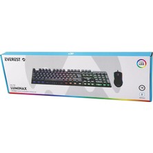 Pileli Store Siyah Gökkuşağı Işıklı USB Kablolu Oyuncu Klavye - Mouse Set (4887)