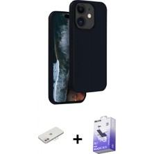 Marsilyan™- iPhone 11 Kılıf Kıvılcım Çizgi Serisi - Siyah Bilvis 5in1 5d Magic Hayalet Cam Ekran Koruyucu + Pembe Renkli Kamera Lens Koruma Cam