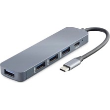 Nemere Type-C Hub 4*usb3.0 + Dc Sv Gri HDX7044