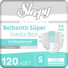 Sleepy Sensitive Antibakteriyel Süper Yetişkin Hasta Bezi Small 30X4 120 Adet