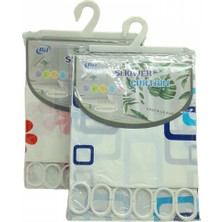Pileli Store Çif Kanat Pvc Banyo Perdesi 2  Parça  x 90X180CM - 12 Halkalı (4887)