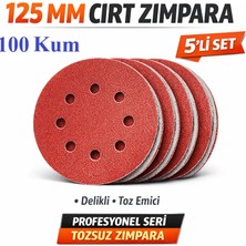 Venoa 125 mm Cırt Zımpara Kağıdı 5 Adet – 8 Delikli Disk, Ahşap & Metal Uyumlu - 100 Kum