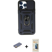 Marsilyan™- iPhone 13 Pro Max Kılıf Ahenk Klasik - Siyah 6d Mat Seramik Hayalet Nano Ekran Koruyucu + Sarı Renkli Kamera Lens Koruma Cam