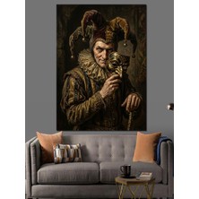 Karizma Tablo Maskeli ve Kostümlü Klasik Soytarı Dekoratif Kanvas - Mdf Ahşap Tablo