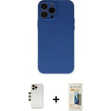 Marsilyan™- iPhone 13 Pro Max Kılıf Ahenk Serisi - Siyah 6d Mat Seramik Hayalet Nano Ekran Koruyucu + Gold Shine Kamera Lens