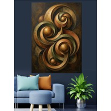 Karizma Tablo Altın Renkli Modern Soyut Sarmal Dekoratif Kanvas - Mdf Ahşap Tablo