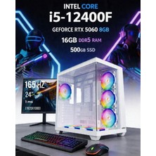 Tekden Bilgisayar Intel Core I5 12400F Geforce RTX5060 8gb 16G Ddr5 500G+ 24 Inç 165 Hz Monitör +Klavye Mouse