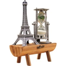 Sepetink Eyfel Kulesi Tasarımlı Kum Saati Kristalleştirilmiş Kum Saati Dekoratif Ahşap Görünümlü