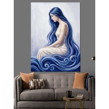 Karizma Tablo Su Üzerinde Uzun Saçlı Kadın Dekoratif Kanvas - Mdf Ahşap Tablo