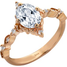 Sirius Pırlanta ve Oval Beyaz Topaz Pri Helione Yüzük 0447R0109