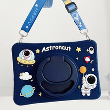Coverzone iPad Mini 6 ile Uyumlu MLWL3TU/A 360 Derece Döner Stand Yatay Dikey Kullanılabilir, Kawaii  Askılı Tasarım Kalem Yuvası Özellikli Sevimli Astronot Tasarım