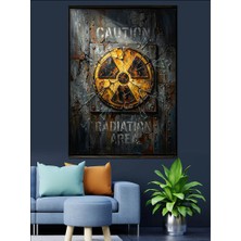 Karizma Tablo Radyasyon Uyarı Levhası ve Pas Dekoratif Kanvas - Mdf Ahşap Tablo