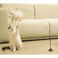 Pileli Store Pilelistore- Vantuzlu Tüylü Zilli Kedi Oyun Oltası