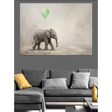 Karizma Tablo Balon Taşıyan Küçük Fil Tablosu Dekoratif Kanvas - Mdf Ahşap Tablo