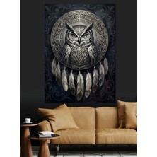 Karizma Tablo Mandala Motifli Bilge Baykuş Portresi Dekoratif Kanvas - Mdf Ahşap Tablo