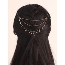 Gistoria 3 Sıralı Gold Saç Zincir Takısı