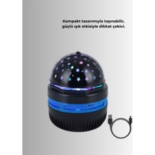 Sepetink Döner Galaxy Projektör Gece Lambası – Ay ve Yıldız Işıklı Atmosfer Lamba, USB Bağlantılı
