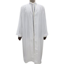 Akıncı Tekstil Petek Kumaş Buhara - Beyaz Puntolu Yaka Cübbe