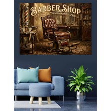 Karizma Tablo Nostaljik Berber Koltuğu ve Dükkan Dekoratif Kanvas - Mdf Ahşap Tablo