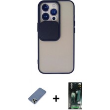 Marsilyan™- iPhone 13 Pro Kılıf Vadi Çizgi - Şeffaf 360 Full Body Arka Koruyucu + Açık Yeşil Metal Kamera Lens Koruma Cam