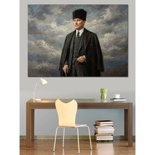 Karizma Tablo Mustafa Kemal Atatürk Klasik Portre Dekoratif Kanvas - Mdf Ahşap Tablo