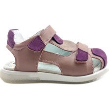Ortoplus Deri Ortopedik Çocuk Sandalet F OZ600 Pudra - Bordo