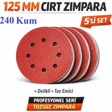 Venoa 125 mm Cırt Zımpara Kağıdı 5 Adet – 8 Delikli Disk, Ahşap & Metal Uyumlu - 240 Kum