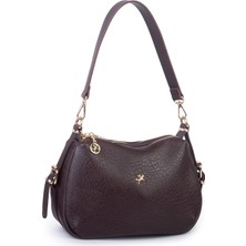 Nas Bag Kadın Omuz ve Çapraz Çanta Çok Gözlü Şık Tasarım (28X18 Cm) Kahve Victoria