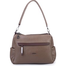 Nas Bag Çok Gözlü Yumuşak ve Hafif Yapılı Çift Askılı Omuz ve Çapraz Çanta ( 30X24 cm ) Vizon Kahve Victoria
