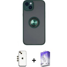 Marsilyan™- iPhone 14 Kılıf Yörünge Çizgi - Siyah Bilvis 5in1 3D Magic Cam Ekran Koruyucu + Gold Shine Kamera Lens