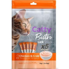 Catty Bistro Tavuklu ve Yengeçli Yetişkin Kedi Krema Ödülü 5 x 14 gr