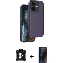 Marsilyan™- iPhone 11 Kılıf Kıvılcım Çizgi Serisi - Siyah 3D Antistatik Hayalet Cam Ekran Koruyucu + Mavi Pvd Metal Kamera Lens