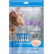 Catty Bistro Ton Balıklı ve Karidesli Yetişkin Kedi Krema Ödülü 5 x 14 gr