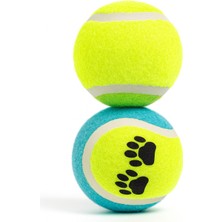 Papağanhane Dayanıklı Köpek Oyun Topu Ikili Set – Pati Desenli & Standart Tenis Topu